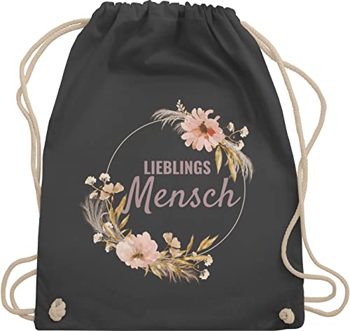 Turnbeutel Rucksack - Frauen Geschenk Damen - Lieblingsmensch Lieblingsperson Herzmensch - Unisize - Dunkelgrau - lieblingsmenschen stofftasche weihnachten freundin stoffbeutel typisch mein von Shirtracer