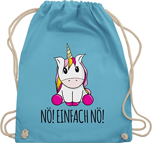 Turnbeutel Rucksack - Frauen Geschenk Damen - Nö! Einfach Nö! Einhorn Unicorn Lustig Bevor Du fragst Nein - Unisize - Hellblau - mit sprüchen drauf nö sportrucksack beutel lustige sprüche von Shirtracer