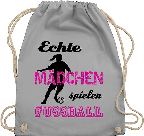 Turnbeutel Rucksack - Fussball EM 2024 - Echte Mädchen spielen Fußball - Schwarz - Unisize - Hellgrau - wm sportbeutel baumwolle geschenke fanartikel stoffbeutel fussballfans trainingsbeutel von Shirtracer