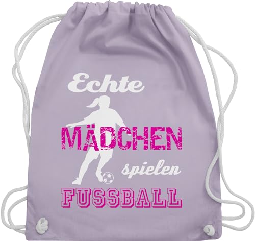 Turnbeutel Rucksack - Fussball EM 2024 - Echte Mädchen spielen Fußball - Unisize - Pastell Lila - gym beutel stoffbeutel aus baumwolle stoffrucksäcke tasche mit kordelzug sportsack uni kordel von Shirtracer