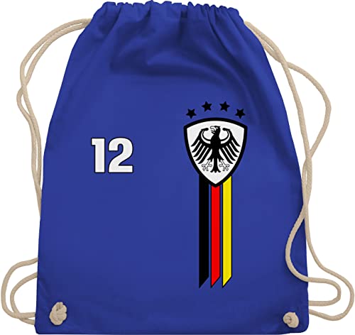 Shirtracer Turnbeutel Rucksack - 2024 Fussball EM Fanartikel - 12. Mann Deutschland Emblem - Unisize - Royalblau - stoffrucksack fußball wm fan rucksäcke wm2022 taschen fussball-wm turnsack von Shirtracer