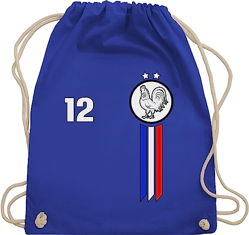 Turnbeutel Rucksack - Fußball EM WM - Taschen - 12. Mann Frankreich Emblem - Unisize - Royalblau - fanartikel europameisterschaft 2024 nationalmannschaft juterucksack fussball stoffbeutel fu ball von Shirtracer