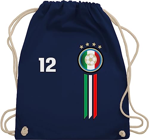 Shirtracer Turnbeutel Rucksack - Fußball EM WM - Taschen - 12. Mann Italien Emblem - Unisize - Navy Blau - tasche fanartikel sportbeutel europameisterschaft beutel fussball 2024 fu ball em24 italia von Shirtracer