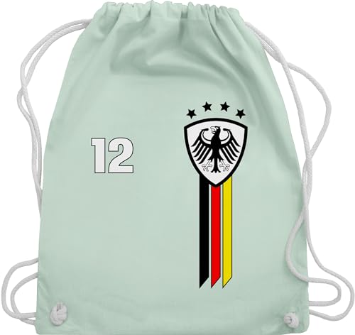 Turnbeutel Rucksack - Fußball EM WM - Taschen - 12. Mann Deutschland Emblem - Unisize - Pastell Grün - sporttasche europameisterschaft fussball 2022 deutsche nationalmannschaft beutel von Shirtracer