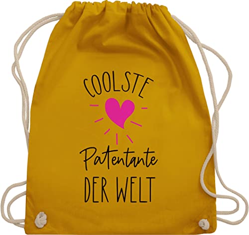 Turnbeutel Rucksack - Geschenk Taufpatin - Coolste Patentante der Welt mit Herz - Unisize - Senfgelb - patentanten juterucksäcke godi baumwolle beutel patin stoffbeutel paten tante stoffturnbeutel von Shirtracer