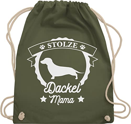 Turnbeutel Rucksack - Geschenk für Hundebesitzer - Stolze Dackel Mama - Unisize - Olivgrün - stofftasche liebhaber mit hundemotiv stolzer stoffrucksack hundehalter stofftaschen hundesprueche von Shirtracer