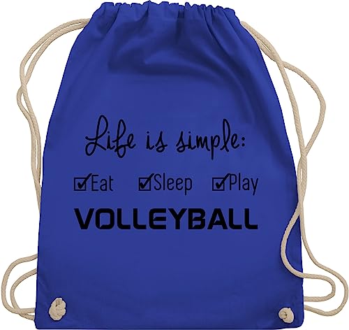 Turnbeutel Rucksack - Geschenke Zubehör - Life is simple Volleyball - Unisize - Royalblau - stoffbeutel mädchen geschenk sportbeutel baumwolle tasche für turn beutel geschenkebeutel beuteltasche von Shirtracer