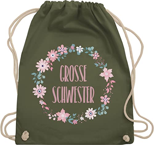 Turnbeutel Rucksack - Geschwister Geschenk - Große Schwester - Schwesterherz - Unisize - Olivgrün - gym beutel baumwolle stoff kinder stoffbeutel als an schwestern schweste turnsack geschenke für von Shirtracer