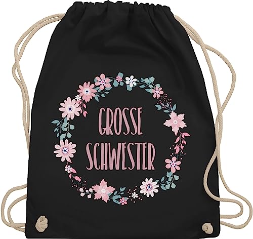 Turnbeutel Rucksack - Geschwister Geschenk - Große Schwester - Schwesterherz - Unisize - Schwarz - stoffbeutel groß sport beutel sporttasche baumwolle turn tasche gym bag uni kinder stoff baumwoll von Shirtracer