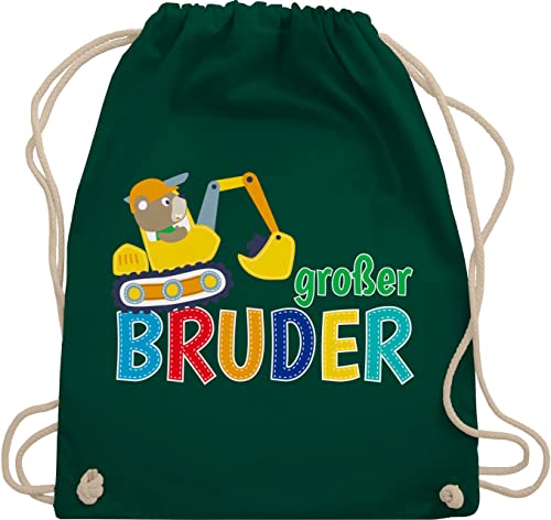 Turnbeutel Rucksack - Taschen - Großer Bruder Bagger - Unisize - Dunkelgrün - sportbeutel groß big bro brother große stofftasche großen brüder stoffbeutel grosse gro er beutel grosser groser von Shirtracer