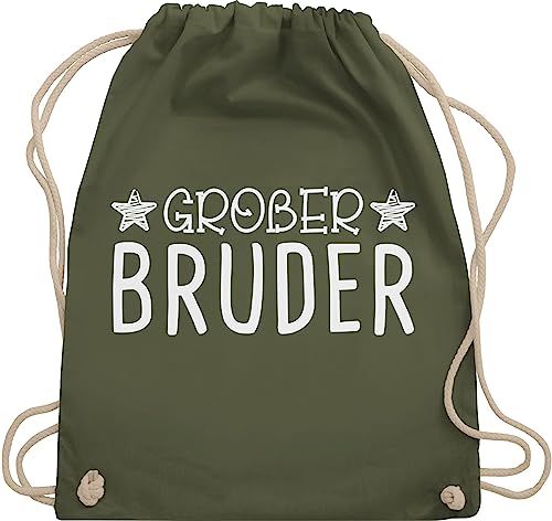 Shirtracer Turnbeutel Rucksack - Taschen - Großer Bruder Sterne - Unisize - Olivgrün - big brother große brüder baumwollbeutel grosser geschenk 2024 stoffbeutel groß für großen sportbeutel 2023 von Shirtracer