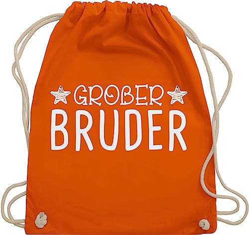 Turnbeutel Rucksack - Taschen - Großer Bruder Sterne - Unisize - Orange - geschenk für grossen grosser big brother große brüder baumwollbeutel geschenke großen stoffbeutel fuer grosse beutel von Shirtracer