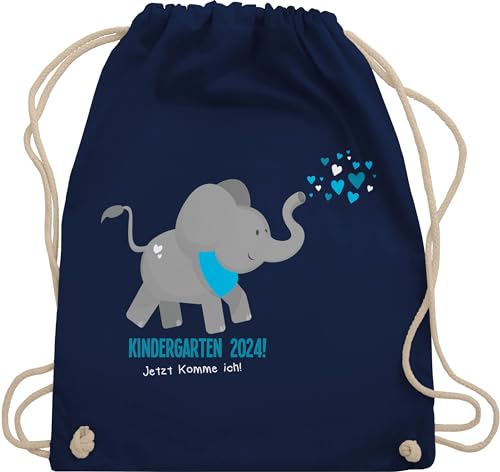 Shirtracer Turnbeutel Rucksack - Hallo - Taschen - Kindergarten 2024 süßer Elefant - Unisize - Navy Blau - tasche kita kindergärten kindergartenkind stoffbeutel kind rucksäcke kindergartenbeginn von Shirtracer