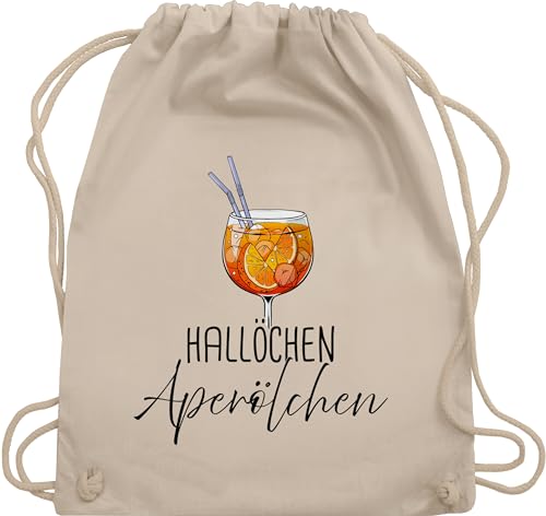 Shirtracer Turnbeutel Rucksack - Karneval & Fasching - Taschen - Hallöchen Aperölchen Aperol Spritz Mädelsabend - Unisize - Naturweiß - beutel festival karnevalsbeutel faschings beuteltasche malle von Shirtracer