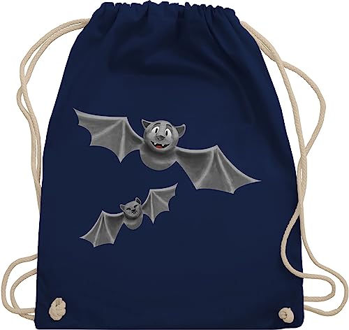 Turnbeutel Rucksack - Halloween - Taschen - Fledermäuse Feldermaus Flattermaus - Unisize - Navy Blau - tiermotive sportbeutel haloween fledermaus kordel halooween fledermause hallooween tiermotiven von Shirtracer