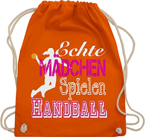 Shirtracer Turnbeutel Rucksack - WM 2023 Trikot Ersatz - Echte Mädchen Spielen Handball weiß - Unisize - Orange - umhängebeutel kinderturnbeutel kinderbeutel baumwollbeutel beutel kinder turnsäckchen von Shirtracer