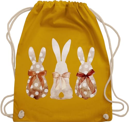 Turnbeutel Rucksack - Hase - Taschen - Süße Hasen Trio Häschen Hasenbande Fröhliche Hasengruppe Hasenfamilie Ostern Osterhasen Osterfeier - Unisize - Senfgelb - osterhase von Shirtracer