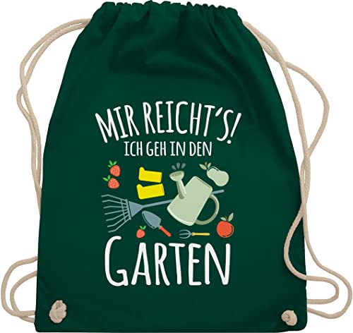 Turnbeutel Rucksack - Hobby Outfit - Mir reicht's ich geh in den Garten weiß - Unisize - Dunkelgrün - geschenkideen für gartenfreunde sprüche beutel und stoffsackerl gehe sportbeutel reichts von Shirtracer