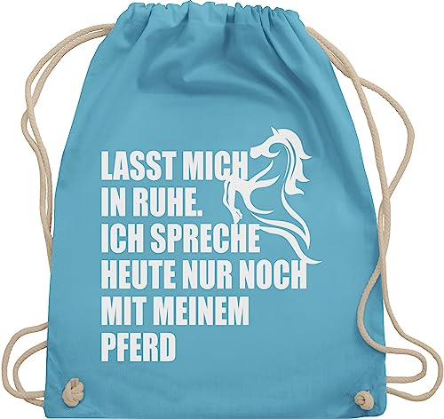 Turnbeutel Rucksack - Pferde - Taschen - Ich spreche heute nur noch mit meinem Pferd - Unisize - Hellblau - pferderucksack pferdebeutel pferdeliebhaber reitlehrerin tasche pferderucksäcke reiten von Shirtracer