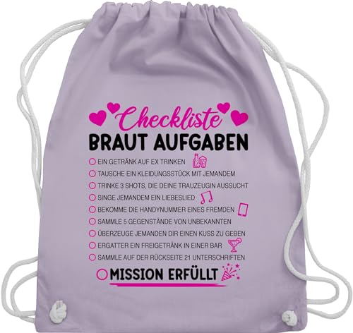 Shirtracer Turnbeutel Rucksack - JGA Junggesellenabschied Frauen - Braut Aufgaben I Mutprobe Checkliste - Unisize - Pastell Lila - bag bride outfit bridal shower rucksäcke tasche mädels von Shirtracer