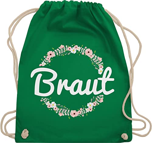 Turnbeutel Rucksack - Braut Blumenkranz - Unisize - Grün - sportsack jungesellinnenabschied beutel junggesellinnen sportbeutel baumwolle jga rucksäcke junggesellenabschied frau turnsackerl für von Shirtracer