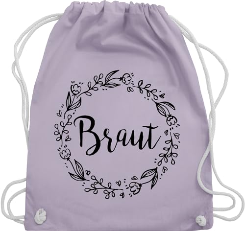 Turnbeutel Rucksack - JGA Junggesellenabschied Frauen - Braut Blumenkranz schwarz - Unisize - Pastell Lila - polterabend bag jungesellinnenabschied beutel poltern stoffbeutel tasche hen party von Shirtracer