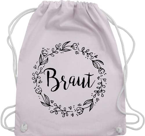 Turnbeutel Rucksack - JGA Junggesellenabschied Frauen - Braut Blumenkranz schwarz - Unisize - Pastell Rosa - utensilien junggesellinnenabschied brauttaschen bachelorette party bräute juterucksack von Shirtracer