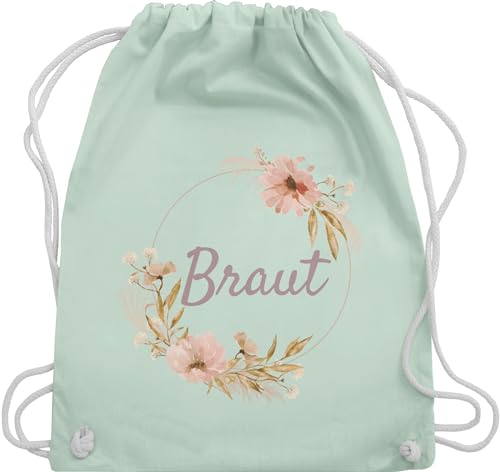 Shirtracer Turnbeutel Rucksack - JGA Junggesellenabschied Frauen - Braut Bride - Unisize - Pastell Grün - brautbeutel brauttaschen bachelorette party blumen stoffbeutel brauttasche von Shirtracer