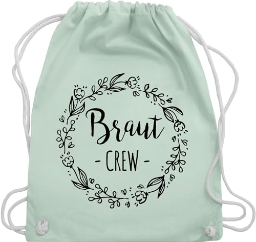 Turnbeutel Rucksack - JGA Junggesellenabschied Frauen - Braut Crew Team Braut - Unisize - Pastell Grün - blumenkranz brauttaschen bachelorette party turnsackerl junggesellinnenabschied outfit von Shirtracer