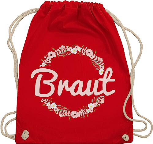 Turnbeutel Rucksack - JGA Junggesellenabschied Frauen - Braut Motiv Blumenkranz - Unisize - Rot - brauttasche brauttaschen bachelorette party bripe beutel utensilien junggesellinnenabschied von Shirtracer