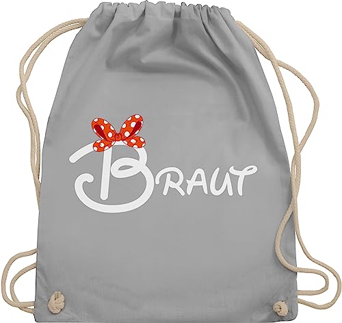 Turnbeutel Rucksack - JGA Junggesellenabschied Frauen - Braut Schleife weiß - Unisize - Hellgrau - brauttaschen bachelorette party stoffrucksack junggesellinnenabschied outfit jungesselnabschied von Shirtracer