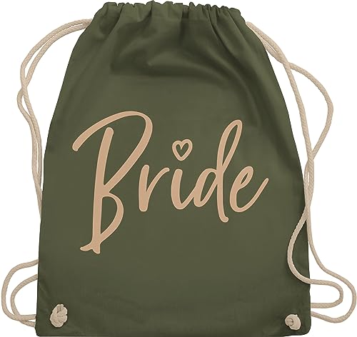 Shirtracer Turnbeutel Rucksack - JGA Junggesellenabschied Frauen - Bride Braut - Unisize - Olivgrün - damen utensilien junggesellinnenabschied goodie bag jungegesellenabschied stoffrucksack von Shirtracer