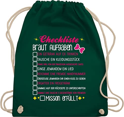 Turnbeutel Rucksack - Junggesellenabschied Frauen - Checkliste Braut Aufgaben - JGA To-do-Liste Bride - Unisize - Dunkelgrün - baumwolle beutel goodie bag bridal shower umhängebeutel outfit von Shirtracer