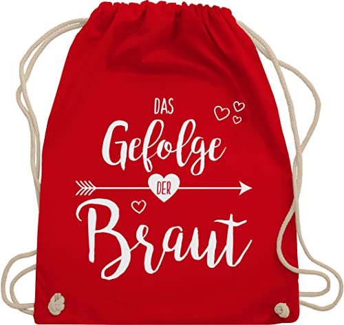 Turnbeutel Rucksack - Das Gefolge der Braut - Unisize - Rot - sportbeutel groß team beutel jga bachelorette junggesellenabschied stofftasche baumwolle tasche bridal shower beuteltasche damen von Shirtracer