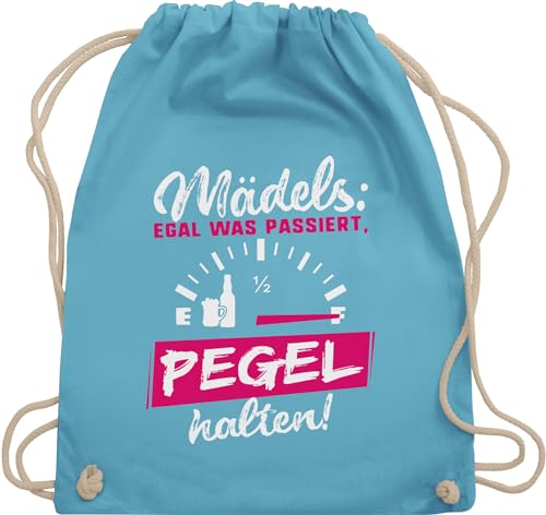 Turnbeutel Rucksack - Mädels: Egal was passiert, Pegel halten! - Unisize - Hellblau - jga beutel junggesellenabschied trink rucksäcke gymsack festival poltern frauen outfit jungesellenabschied von Shirtracer