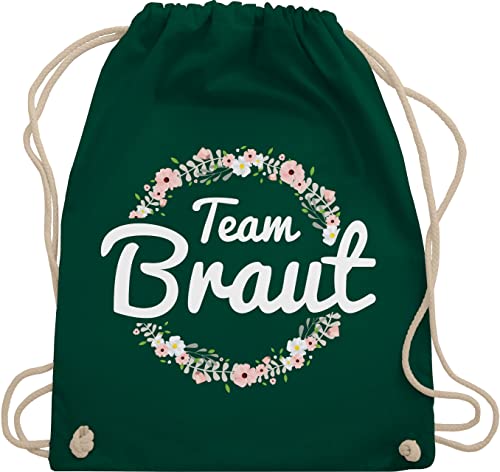 Turnbeutel Rucksack - Team Braut Blumenkranz - Bride Crew - Unisize - Dunkelgrün - jugengesellenabschied jga sportbeutel jungesellinnenabschied beutel polter baumwollrucksack junggesellenabschied von Shirtracer