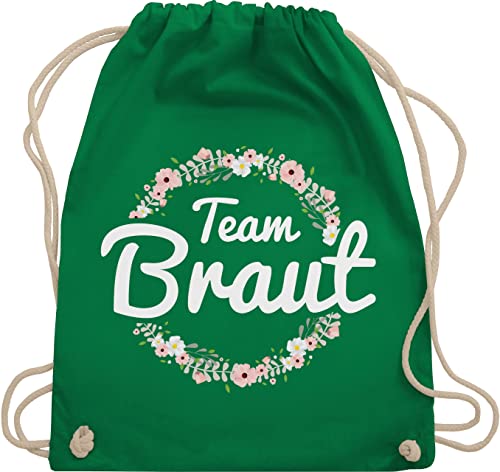 Turnbeutel Rucksack - JGA Junggesellenabschied Frauen - Team Braut Blumenkranz - Bride Crew - Unisize - Grün - hen party accessories brauttaschen jungesselnabschied bridemaid beutel von Shirtracer