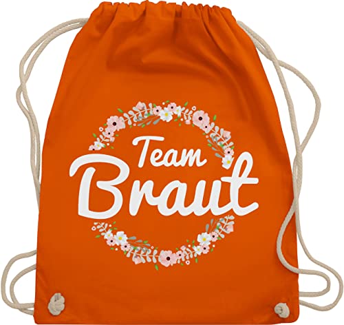 Turnbeutel Rucksack - JGA Junggesellenabschied Frauen - Team Braut Blumenkranz - Bride Crew - Unisize - Orange - junggessellinnenabschied der turn beutel stoffbeutel polterabend gefolge von Shirtracer