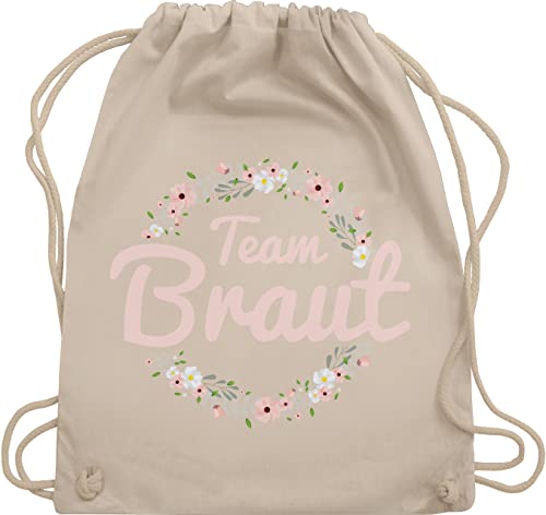 Turnbeutel Rucksack - JGA Junggesellenabschied Frauen - Team Braut Blumenkranz - Crew - Unisize - Naturweiß - utensilien junggesellinnenabschied brauttaschen bachelorette party bridemaid von Shirtracer