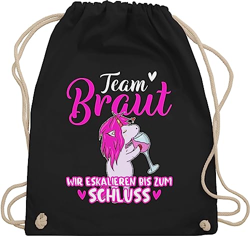 Turnbeutel Rucksack - JGA Junggesellenabschied Frauen - Team Braut - Einhorn Eskalieren - Unisize - Schwarz - beutel crew brauttaschen bachelorette party juterucksäcke von Shirtracer