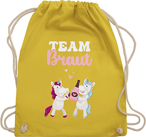 Turnbeutel Rucksack - JGA Junggesellenabschied Frauen - Team Braut Einhorn - Unisize - Gelb - tasche jungesellinnenabschied outfit junggessellinnenabschied gefolge der gym bag bride beutel von Shirtracer