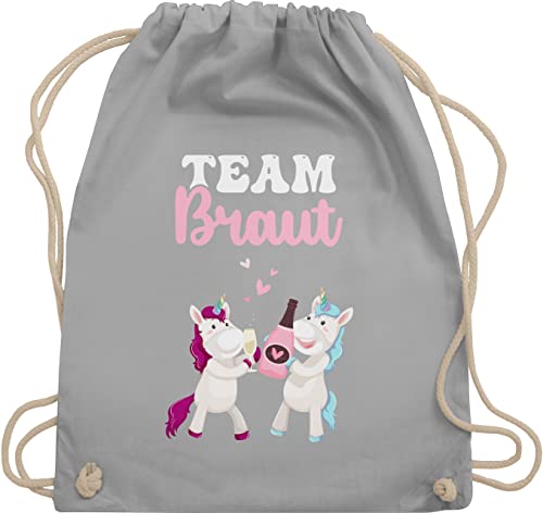 Turnbeutel Rucksack - JGA Junggesellenabschied Frauen - Team Braut Einhorn - Unisize - Hellgrau - hen party rucksaecke tasche bachelorette stoffrucksack damen bridal shower gym bag outfit von Shirtracer