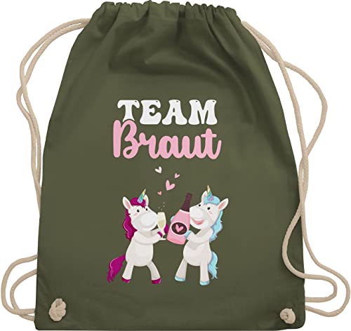 Turnbeutel Rucksack - JGA Junggesellenabschied Frauen - Team Braut Einhorn - Unisize - Olivgrün - jungessellinnenabschied kordel braut-party polterer frau junggesellinnenparty bride von Shirtracer