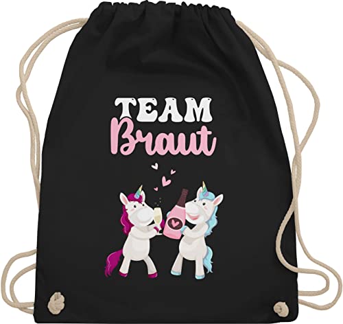 Turnbeutel Rucksack - JGA Junggesellenabschied Frauen - Team Braut Einhorn - Unisize - Schwarz - bride beutel brauttaschen bachelorette party sporttasche junggesellinnenabschied outfit von Shirtracer
