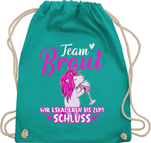 Turnbeutel Rucksack - JGA Junggesellenabschied Frauen - Team Braut - Einhorn Eskalieren - Unisize - Türkis - goodie bag jugengesellenabschied taschen gadgets polter rucksackbeutel outfit von Shirtracer