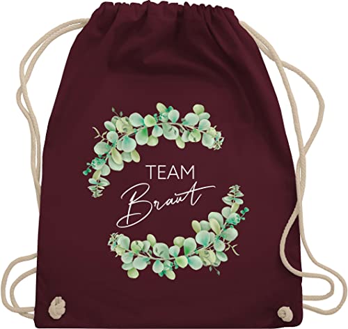 Turnbeutel Rucksack - JGA Junggesellenabschied Frauen - Team Braut Eukalyptus I Crew Bride - Unisize - Bordeauxrot - frau polterer damen junggesellinnenabschied sprüche für 2023 poltern spruch von Shirtracer