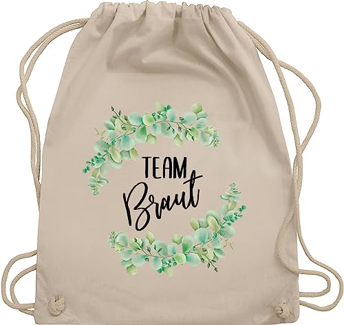 Turnbeutel Rucksack - JGA Junggesellenabschied Frauen - Team Braut Eukalyptus - Unisize - Naturweiß - jungesellinnenabschied beutel jungesellinenabschied stoffrucksack stoffbeutel von Shirtracer