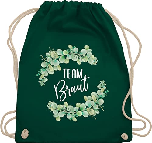 Turnbeutel Rucksack - JGA Junggesellenabschied Frauen - Team Braut Eukalyptus weiß - Unisize - Dunkelgrün - das gefolge der stoffbeutel brauttaschen bachelorette party beutel damen von Shirtracer