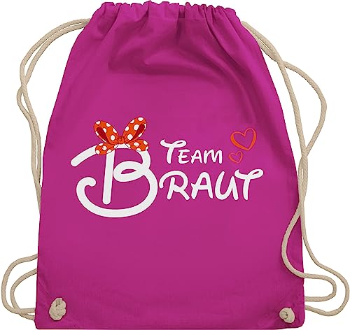 Turnbeutel Rucksack - JGA Junggesellenabschied Frauen - Team Braut - Schleife - Unisize - Fuchsia - stoffbeutel brauttaschen bachelorette party bridemaid sportbeutel junggesellinnenabschied outfit von Shirtracer
