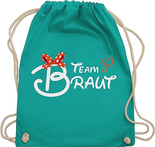 Turnbeutel Rucksack - JGA Junggesellenabschied Frauen - Team Braut - Schleife - Unisize - Türkis - stoffbeutel brauttaschen bachelorette party bridemaid sportbeutel junggesellinnenabschied outfit von Shirtracer